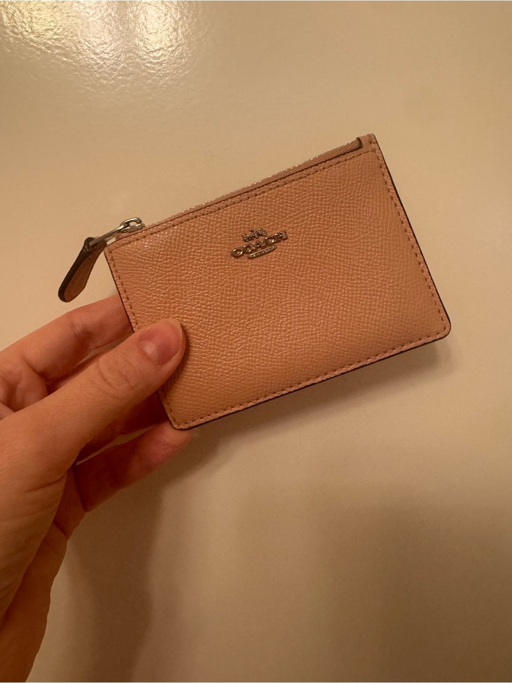 Coach Pink Leather Zip Card Holder
